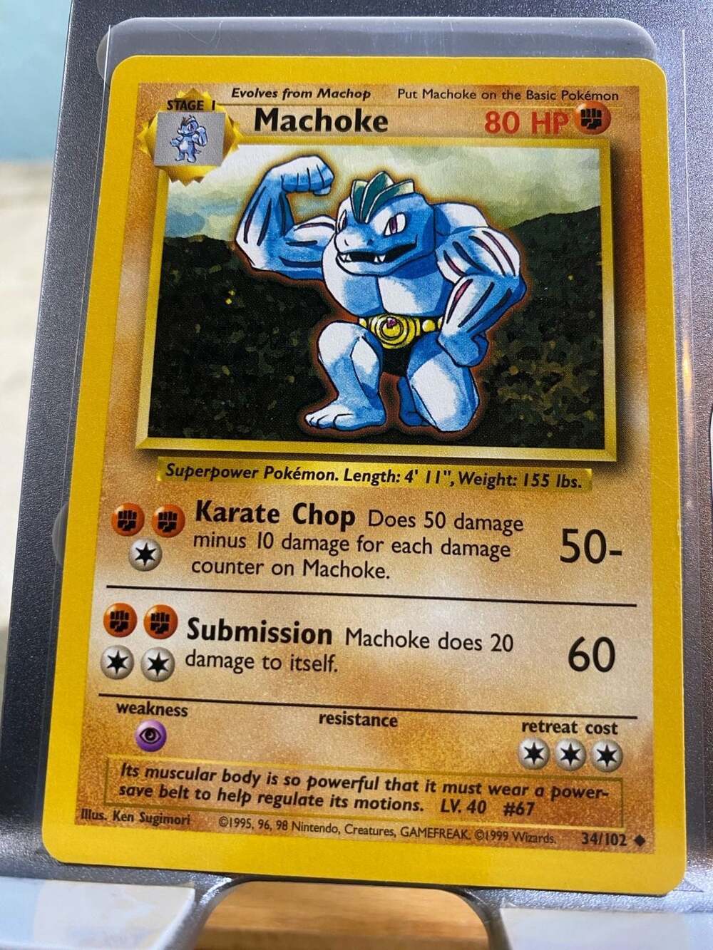 1999 Pokemon Base Set Machoke Unlimited 34/102 Uncommon Card